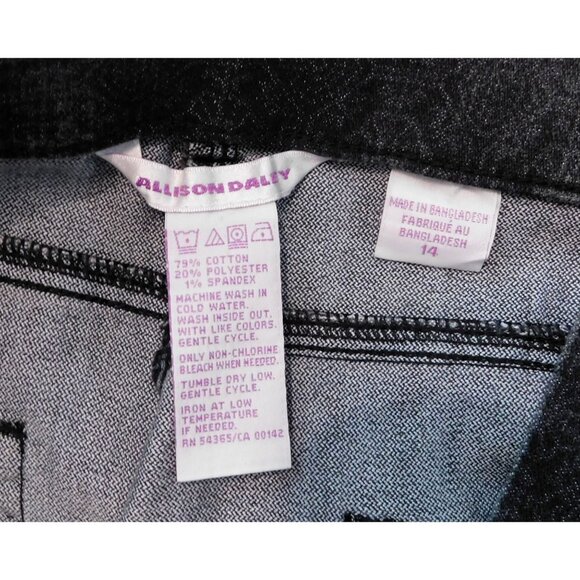 Allison Daley Womens Denim Pants Size 14 Black Floral Print Stretch - Picture 7 of 7